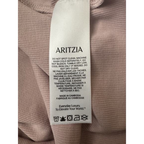 TNA Aritzia Light Pink Ribbed Crewneck Short Sleeve Shirt Size L - Picture 7 of 8